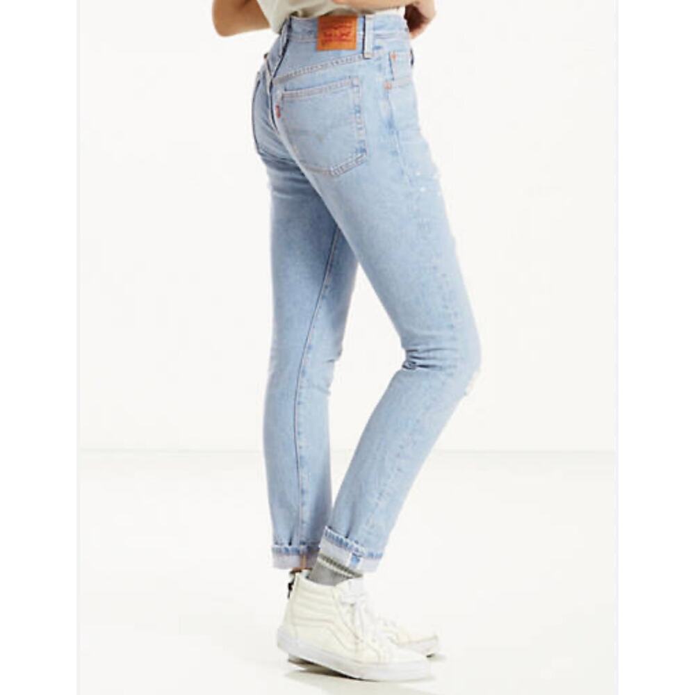 🔥Levi’s 501 S Italian Selvedge Denim Button Fly Light Wash Skinny Jeans W26 L28